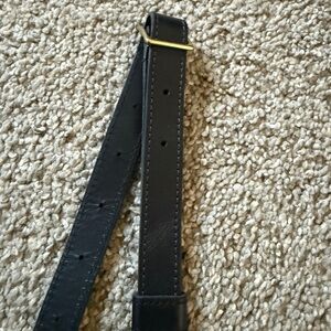 Black Leather Belt with Gold Buckle